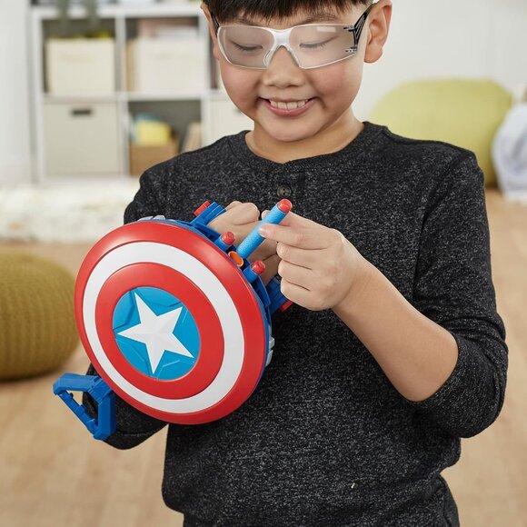 Marvel Mech Strike Mechasaur Captain America Nerf Blaster Shield Darts Wings Set - Picture 7 of 12